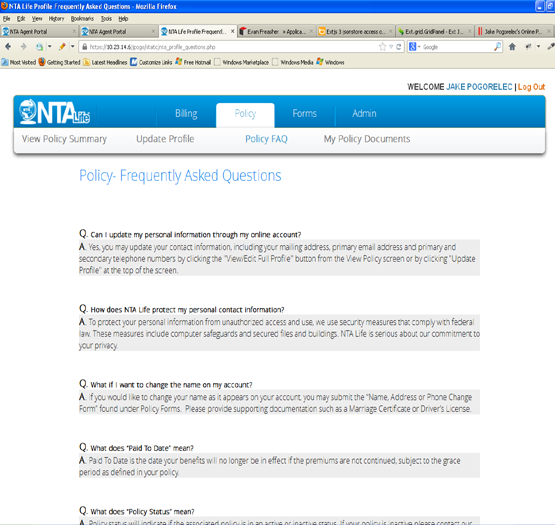 NTALife Customer Service Link Maintenance